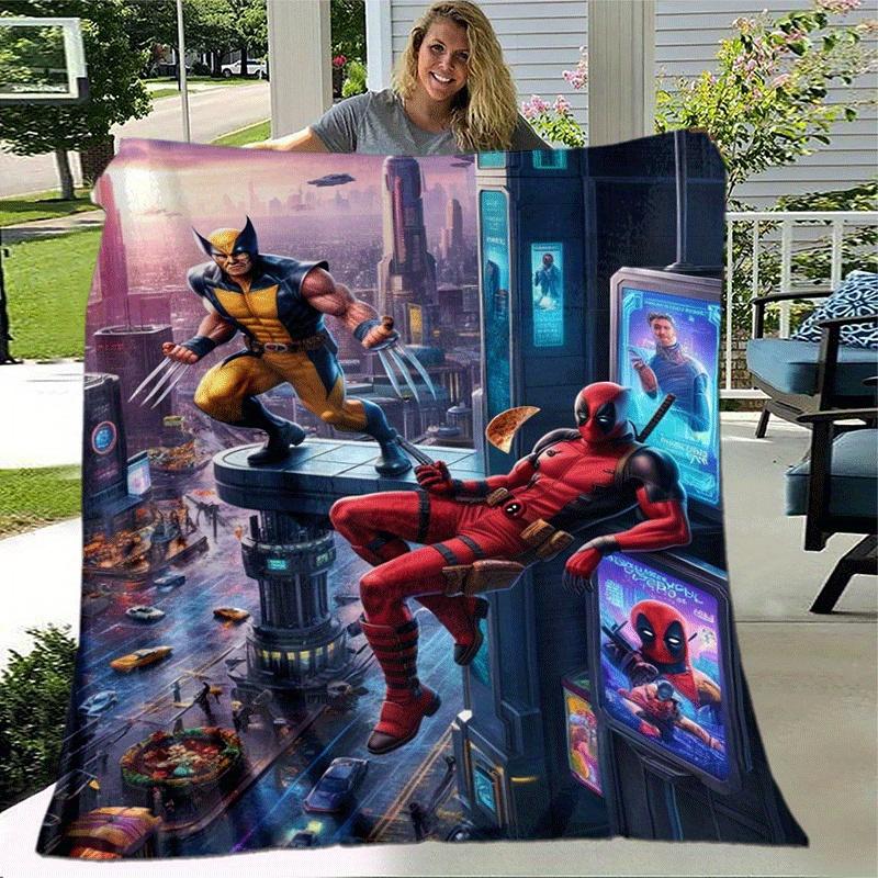 1pc Deadpool and Wolverine Printing Blanket - Soft, All-Season Throw for Living Room, Bedroom,Personalized Gift with Adorable Cartoon Design