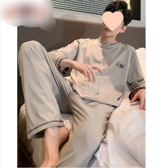 

Мужской хлопковый пижамный комплект - С длинным рукавом, Большого размера, для Подростка, Весна/Осень/Зима Повседневная домашняя одежда 3XL (180-200 jin)