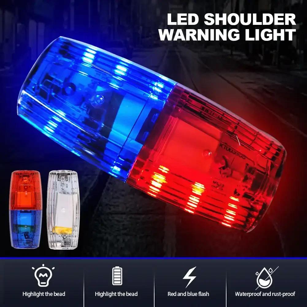 Polizeilicht LED Rot Blau Schulterlampe Warnung Notfallwarnung Sicherheitsleuchten USB Wiederaufladbar mit Clip Weißes Licht Taschenlampe
