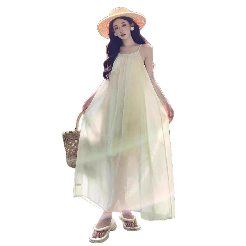 European and American Seaside Wind Suspender Dress Women's Summer New Floral High-end Long Skirt