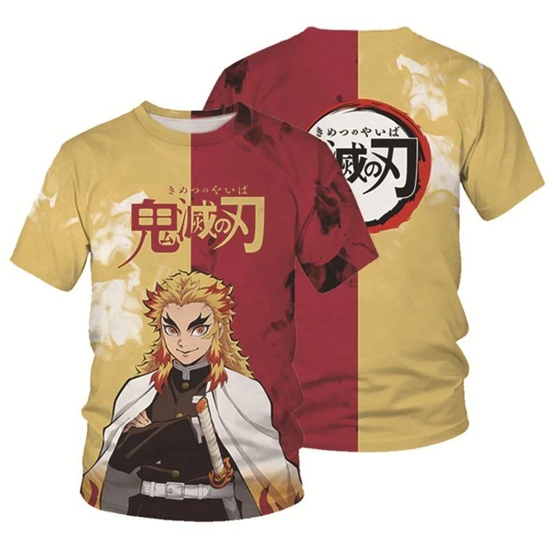 Sudadera de Manga Corta para Niños Top de Dibujos Animados Camiseta Estampada en 3D Anime Demon Slayer Niños Niñas Verano Moda Urbana Camiseta Top