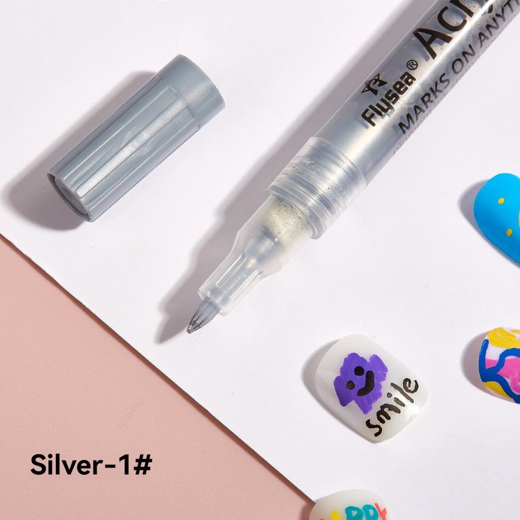 6Pcs/set 4 Colors (Black/White/Gold/Silver) Acrylic Paint Markers pen,0.7mm Extra Fine for Ceramic, Metal, Paper, Drawing, DIY