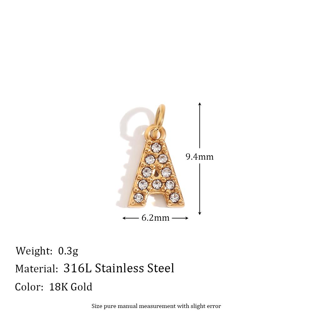 MamacitaSlay Cute Shiny Rhinestone Mini 26 Initial Letter DIY 316L Stainless Steel Charms Jewelry Accessories Round Chain Women