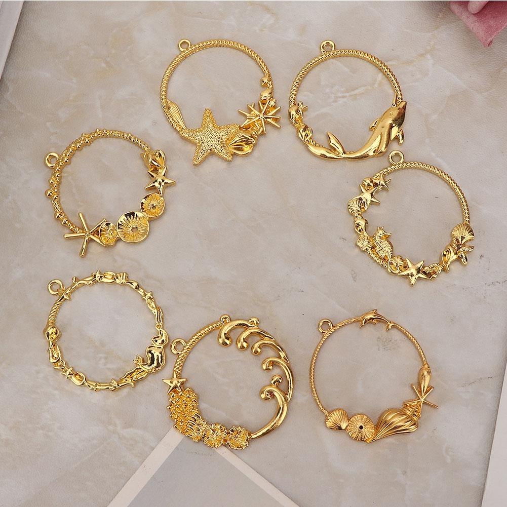7pcs Hollow Crafts Pendant Frame Handmade DIY Jewelry Pendant Making Tool (#1)