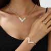 European and American Personalized Metal Geometric Collar Creative Simple Metal Necklace Bracelet Jewelry Set