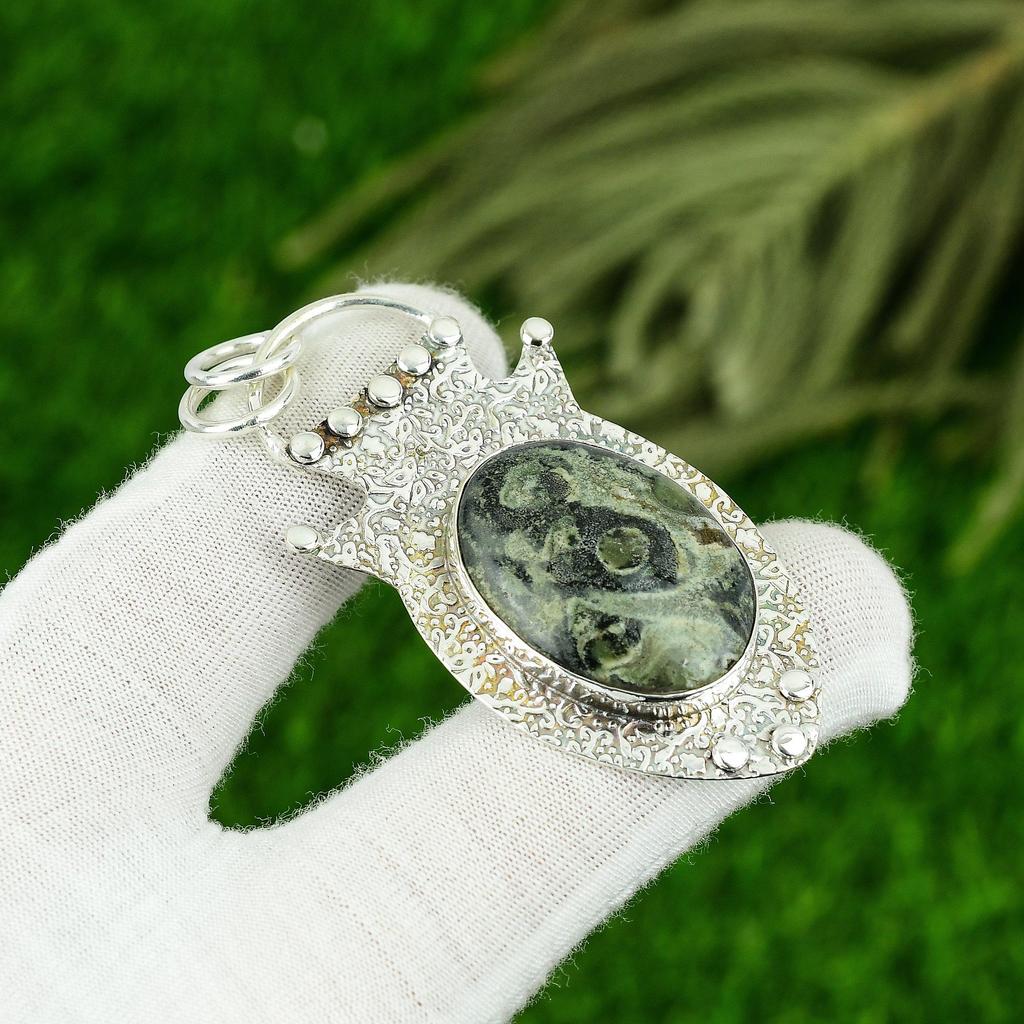 Friendship Day Deal Natural Kambaba Jasper Bezel Pendant Jewelry Sterling Silver