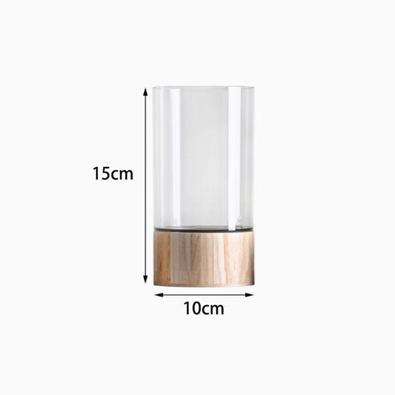 Modern Chinese Style Anti-fall Acrylic Tube Vase with Wooden Base