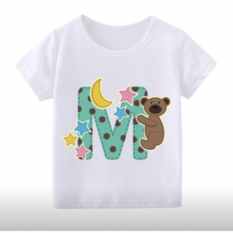 26 English Alphabet Cartoon Printed T-Shirt Children'S Jacket