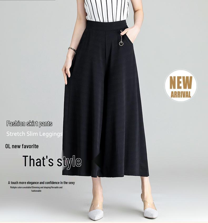 Plus Size High Waist Wide Leg Skirt Pants for Women - Summer Casual Nine-Point Fashion