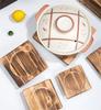 Heat Insulation Wooden Mat Iron Plate Bottom Board Bowl BBQ Square Wood Pad Stone Casserole Pot Pad Placemat for Dining Table