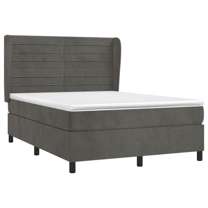3129268 vidaXL Divan-lit Et Matelas Gris Foncé 140x190cm Velours