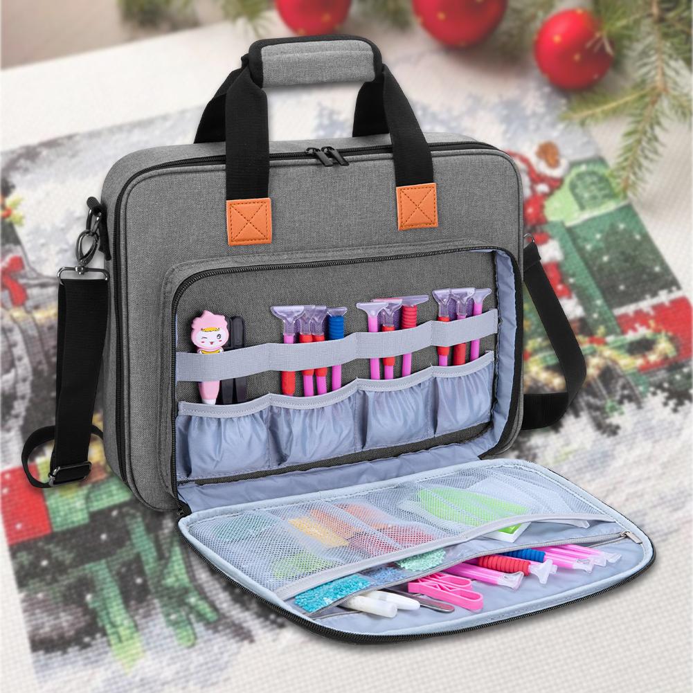 Embroidery Kits Storage Bag Diamond Painting Tools Storage Bag Embroidery Project Carrying Bag for Diamond Art Supplies