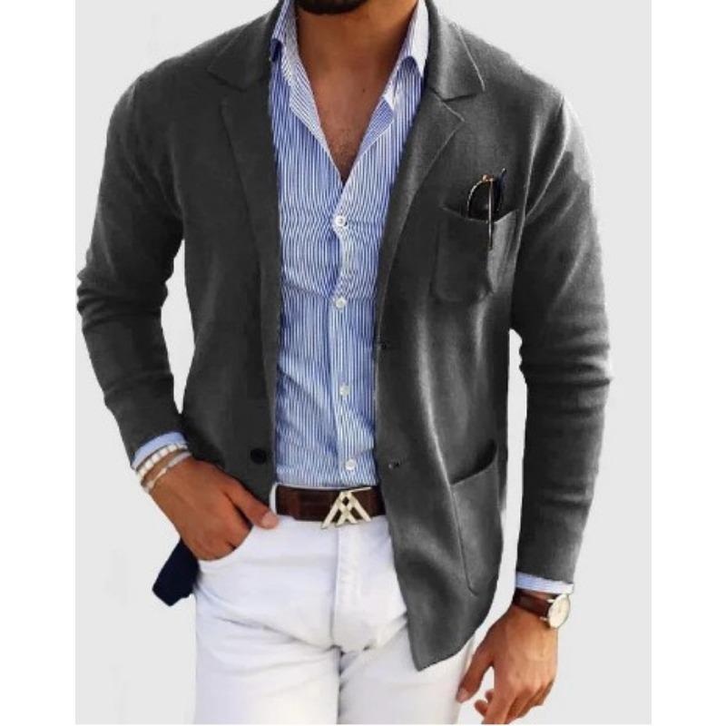 Blazer Uomo Casual Business Stampato Doppiopetto Autunno Taglia Grande