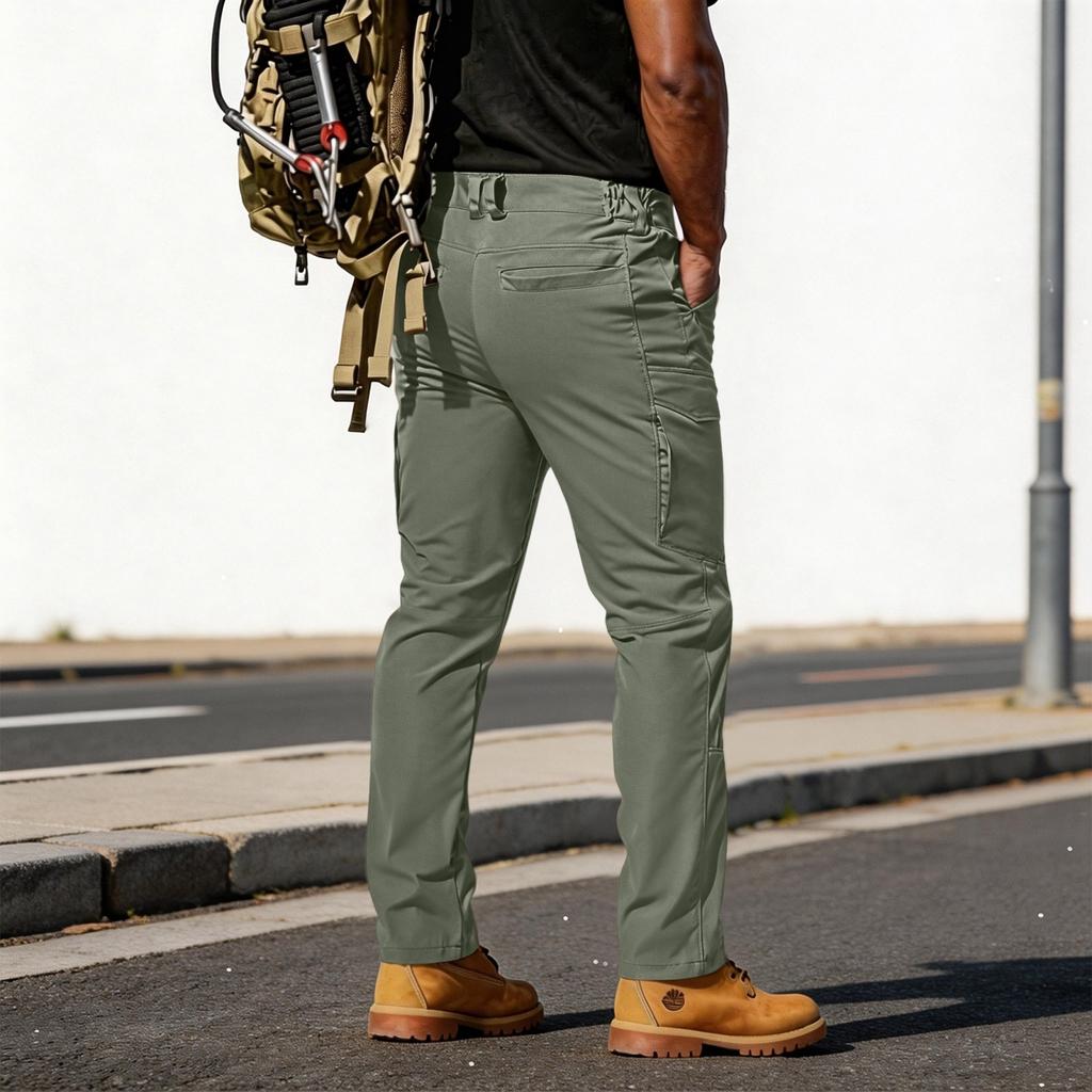 Men's Multi-pocket - Fabric Work Pants For Outdoor Hiking And Casual Wear. (Without Waistband)