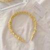 Retro French Wide Skull Top Sponge Headband for Women - Milk Coffee Color Hair Accessory