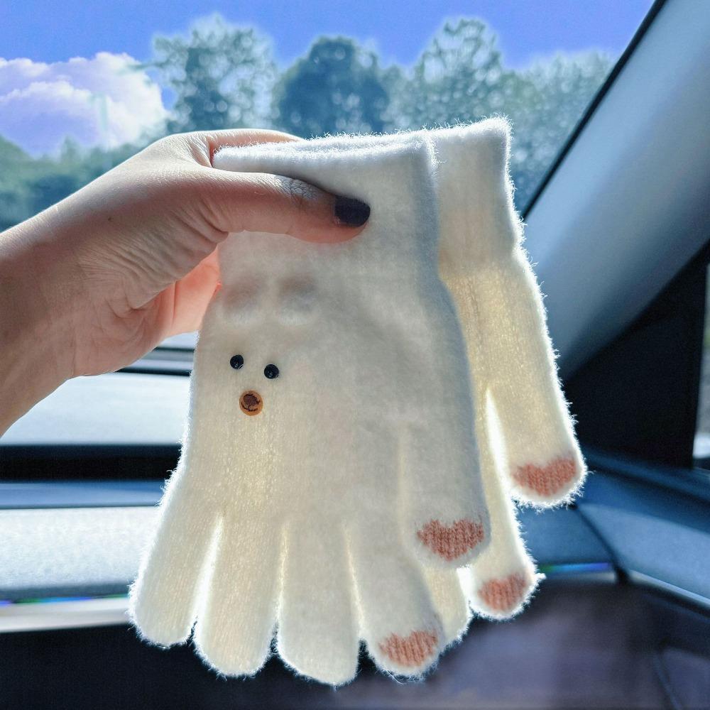 Knitting Gloves Five Finger Cycling Driving Gloves Full Finger Mittens  Winter