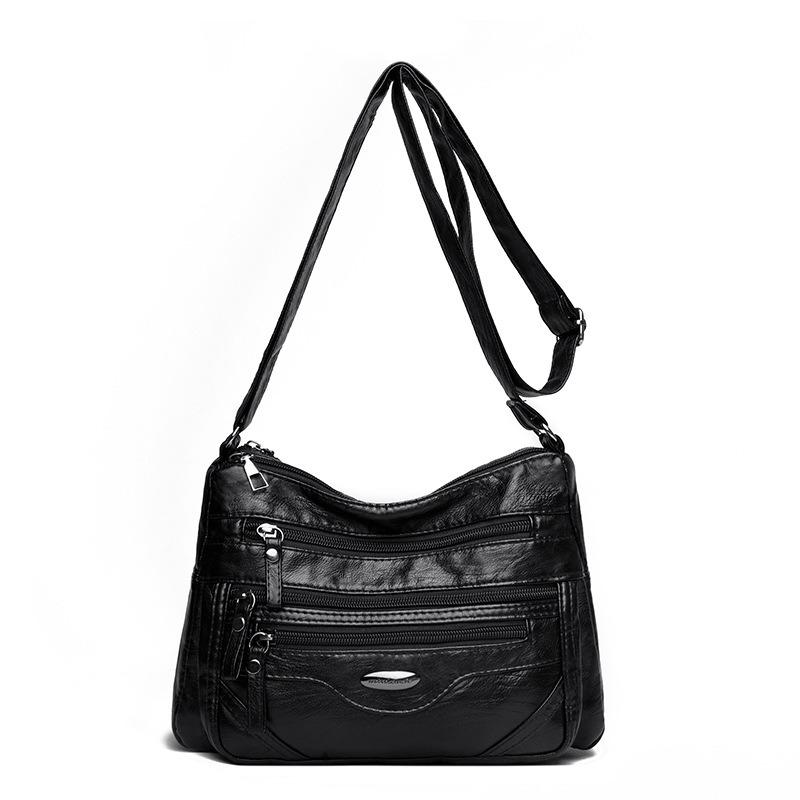 

Женская мягкая кожаная сумка Женская сумка для мам среднего возраста Женская сумка на одно плечо Большая вместительная сумка через плечо Маленькая сумка чёрный