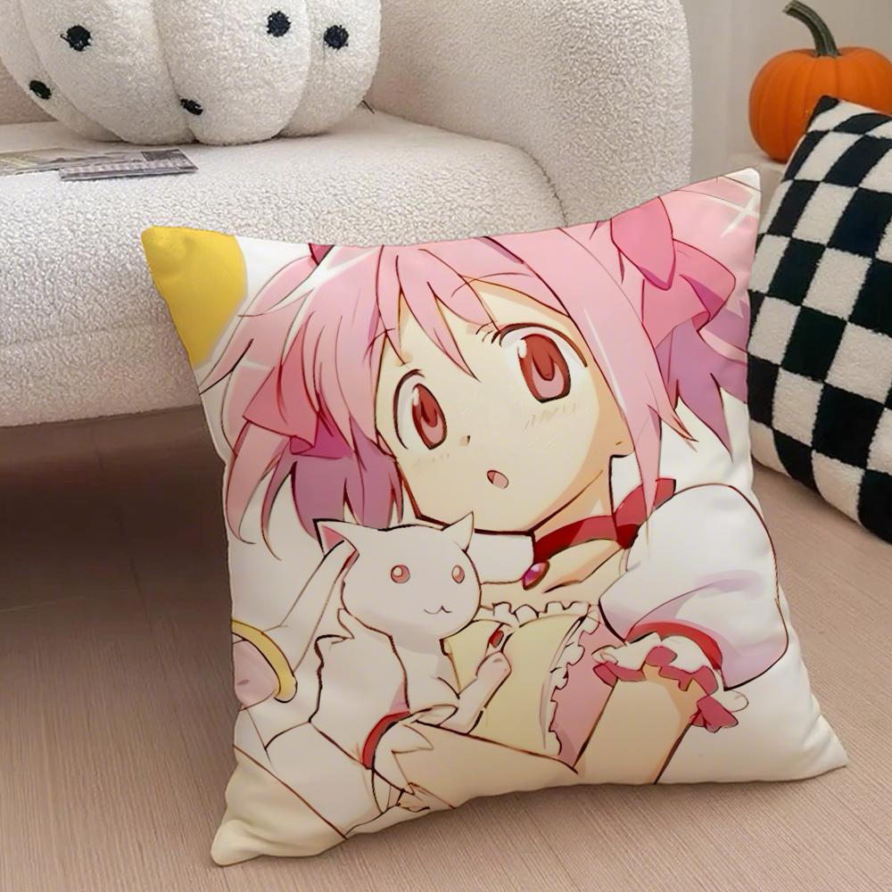 Anime MMadoka MMagica Cushion Cover Throw Pillow Cover Hidden Button Durable Polyester Chair Cushion