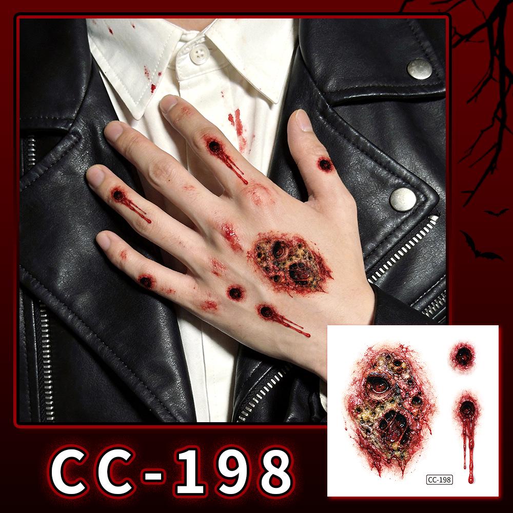 Nuovi Tatuaggi Impermeabili di Halloween Horror Cicatrice Faccia - Adesivi Trucco Opachi per Feste Festival