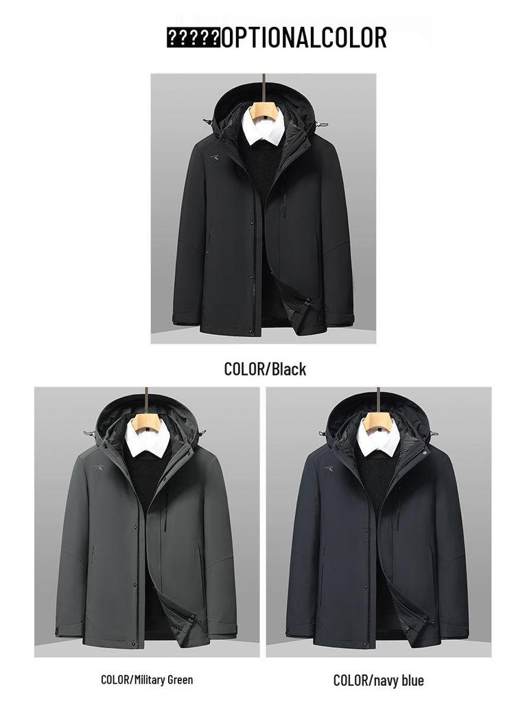 Men's Hooded Thickened Winter Coat with Detachable Liner - Warm Duck Down Jacket