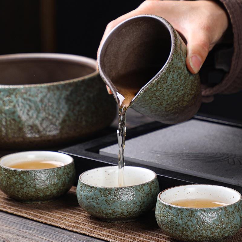 Japanese-style coarse pottery fair cup tea leak integrated set ceramic kung fu tea set eagle beak tea dispenser tea cup tea sea tea filter