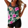 Women’s Tankini Swimsuit Two Piece Set with Floral Print Sleeveless Top and Boyshorts Swimwear for Pool Beach
