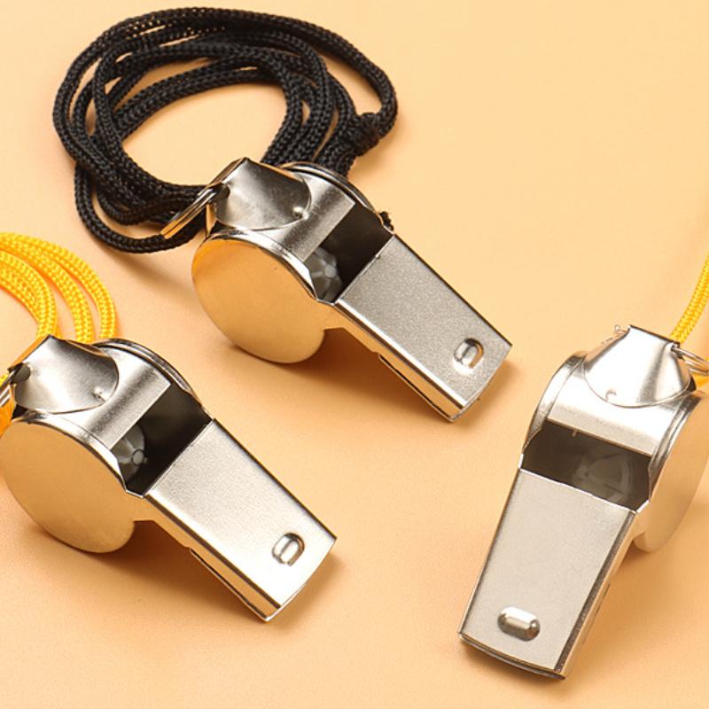 2Pcs Stainless Steel Whistle With Lanyard Outdoor Sports Whistle Super Loud Emergency Survival Whistle