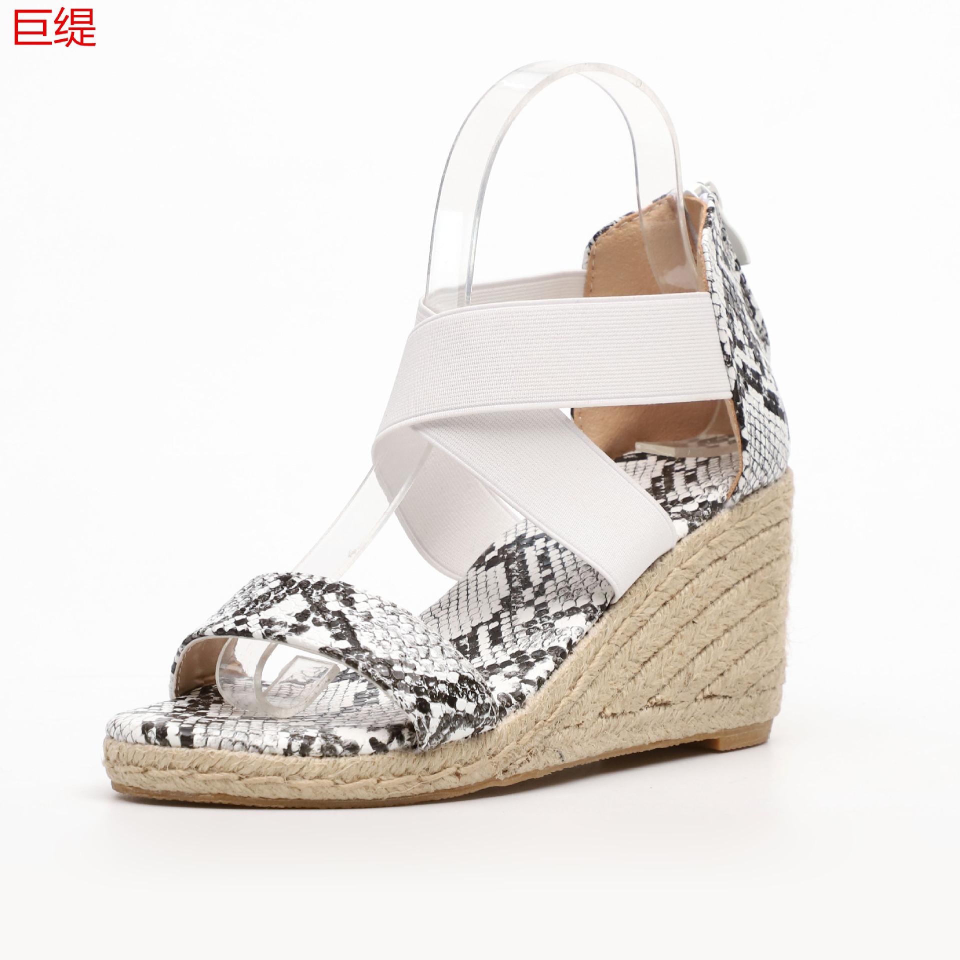

Juti spot summer foreign trade women s shoes wish independent station woven hemp rope wedge heel women s sandals women s shoes 43