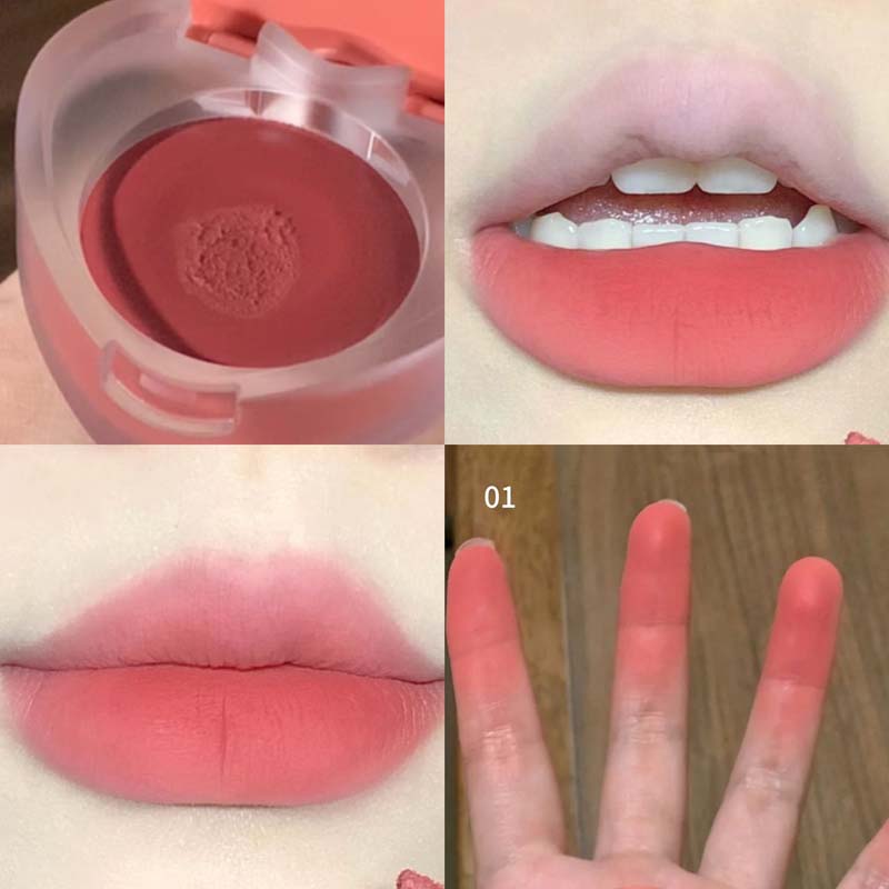 

Lip and Cheek Dual-Purpose Lip Mud Lipstick HERORANGE Natural All-match Matte Monochrome Blush Cream with Brush