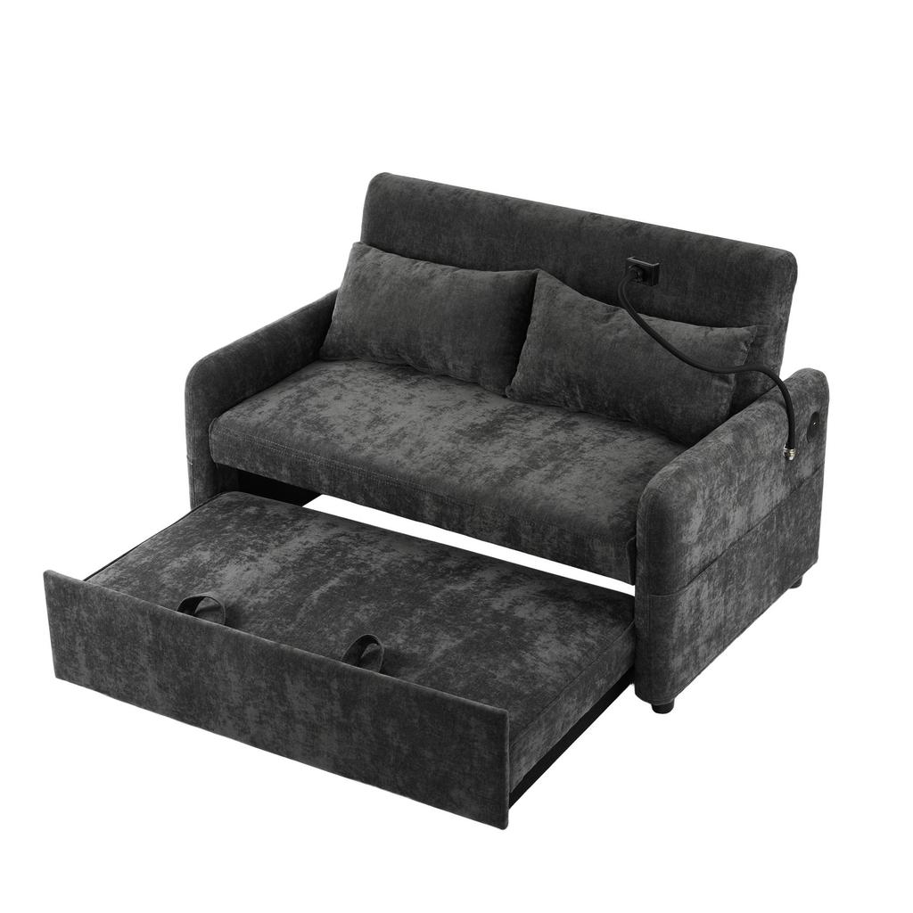 Sofa Bed Flieks 2-seater Sofa with Sleep Function, Adjustable Backrest, USB Ports and Mobile Phone Holder
