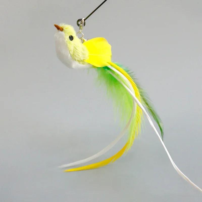 Cat Feather Toy Accessories False Birds Worm Toy with Bell Kitten Cat Toys Interactive Replacement Refill Foam Ball Training