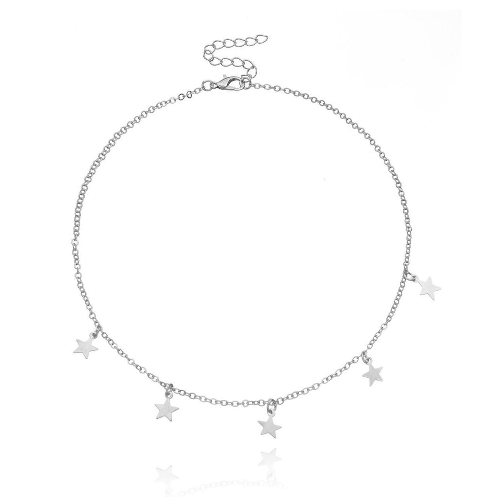 Europe, America, hot-selling five-pointed star pendant necklace women, fashion temperament adjustable single-layer necklace