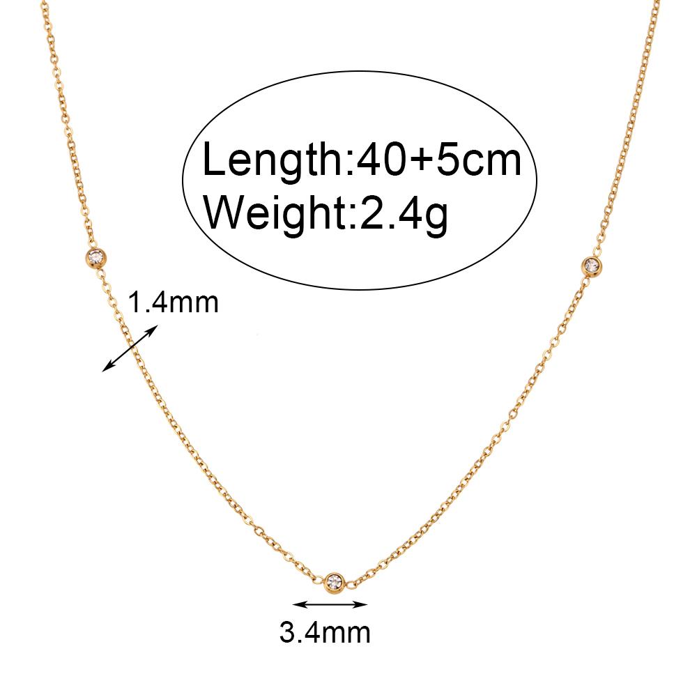 MamacitaSlay Trendy Waterproof Stainless Steel Bracelet Mini Micro Inlaid 5 Small Ball Necklace For Women Jewelry Sets Gift