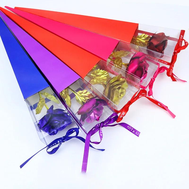 Flores Artificiais Douradas Rosa Banhada a Folha de Ouro 24K Presente de Dia dos Namorados para Esposa Casamento Dia das Mães Amor Eterno Rosas Douradas