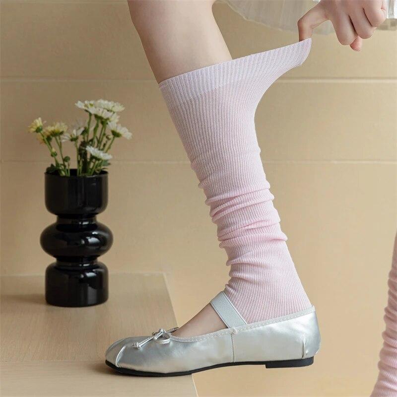 New Women Stockings Fashion Solid Color Thin Breathable Simple Long Knee High Socks For Woman Elegant Leg Warmer Trends Calf