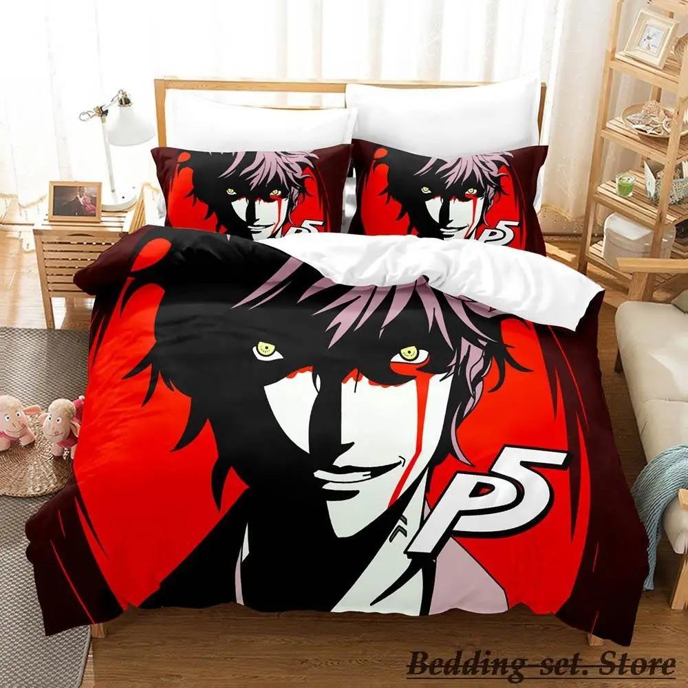 

Game Persona 5 Bedding Set Cartoon Anime three-piece set Adult Kid Bedroom Duvetcover Sets 3D Kawaii lit 2 personnes EU Single 135x200cm