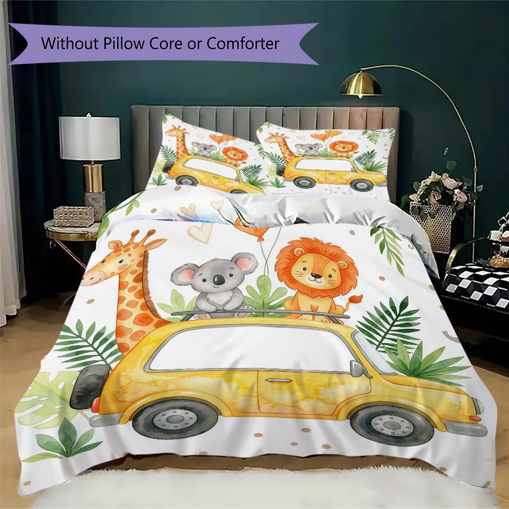 Warm Elephants Pattern Bedding Uilt Set Uilt Cover Pillowcase Home Decoration Birthday Gift (1 * Duvet Cover + 2 * Pillowcase Without Core)