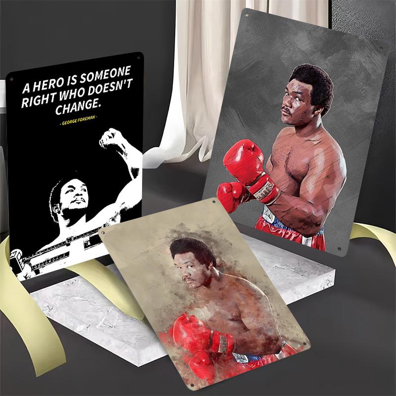 George Foreman Boxer Metal Posters Custom Vintage Metal Signs Wall Art Tin Plaque for Man Cave Bar Accessories Home Decoration