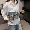 Borsa a tracolla in denim effetto invecchiato stile Hg Kg Retro per donna Nuova moda Estate 2026 Borsa a tracolla versatile da pendolare Borsa per telefono con catena Quotidiano Lavoro a