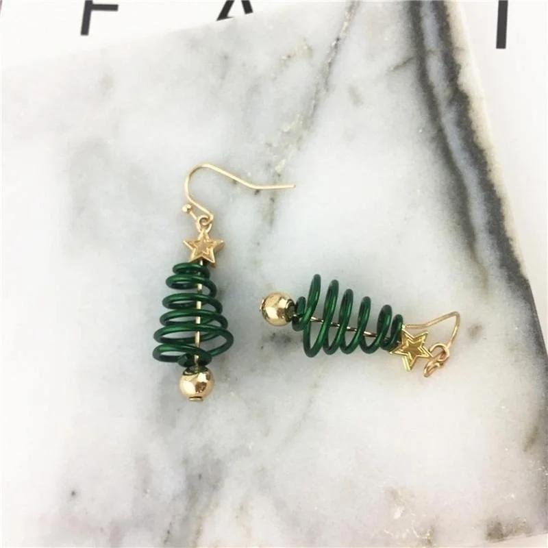 Green Christmas Tree Earrings Dangle Earring Plating Gold Jewelry Party Earrings Jewelry Gift Accessories for Women