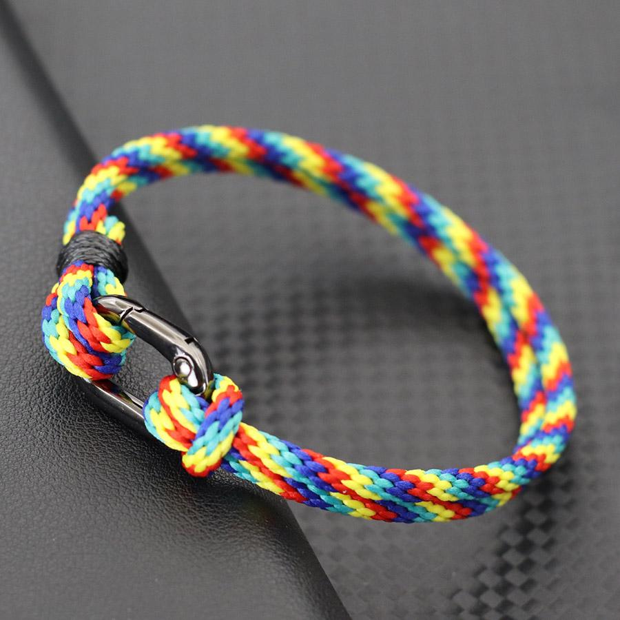 Ethnic Handmade Rope Bracelet Men Detachable Mountaineering Buckle 4mm Double Layer Beach Surfing Nautical Wrap Rope Braslet