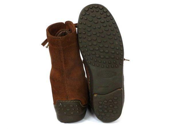 TOD'S/Women’s Suede Leather Lace-Up Mid Boots/22.5-23.0/Dark Brown/(USED)
