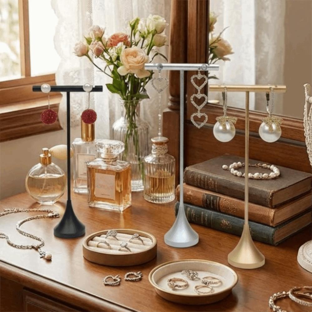 Aluminum Zinc Zinc Alloy T-Shape Earring Display Stand Dangle Jewelry Ring Organizer  Jewelry Storage