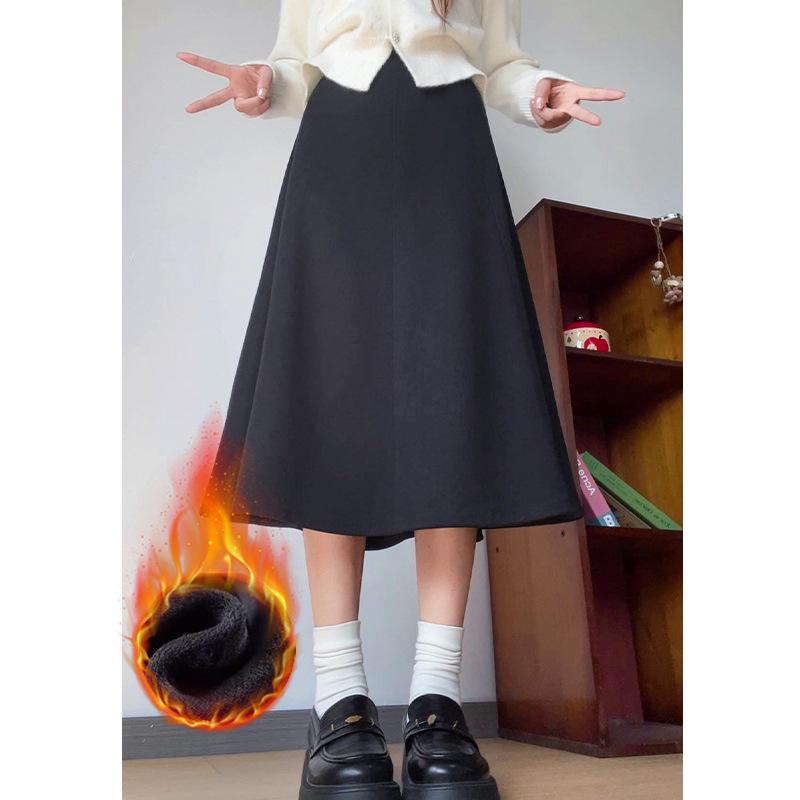 2026 Herbst/Winter High-Waist Kaffee Midi-Rock - Vielseitiger A-Linien-Schnitt mit einem figurschmeichelnden breiten Saumdesign