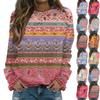 Women's Fashion Casual Long Sleeve Christmas Printed Neck Sweatshirt Top