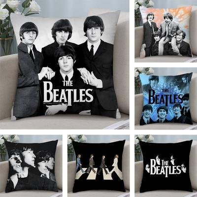 The B-beatleS-Band Pillow Case Plush Fabric Soft  Pillowcase Double Sided Print Cushion Cover Household