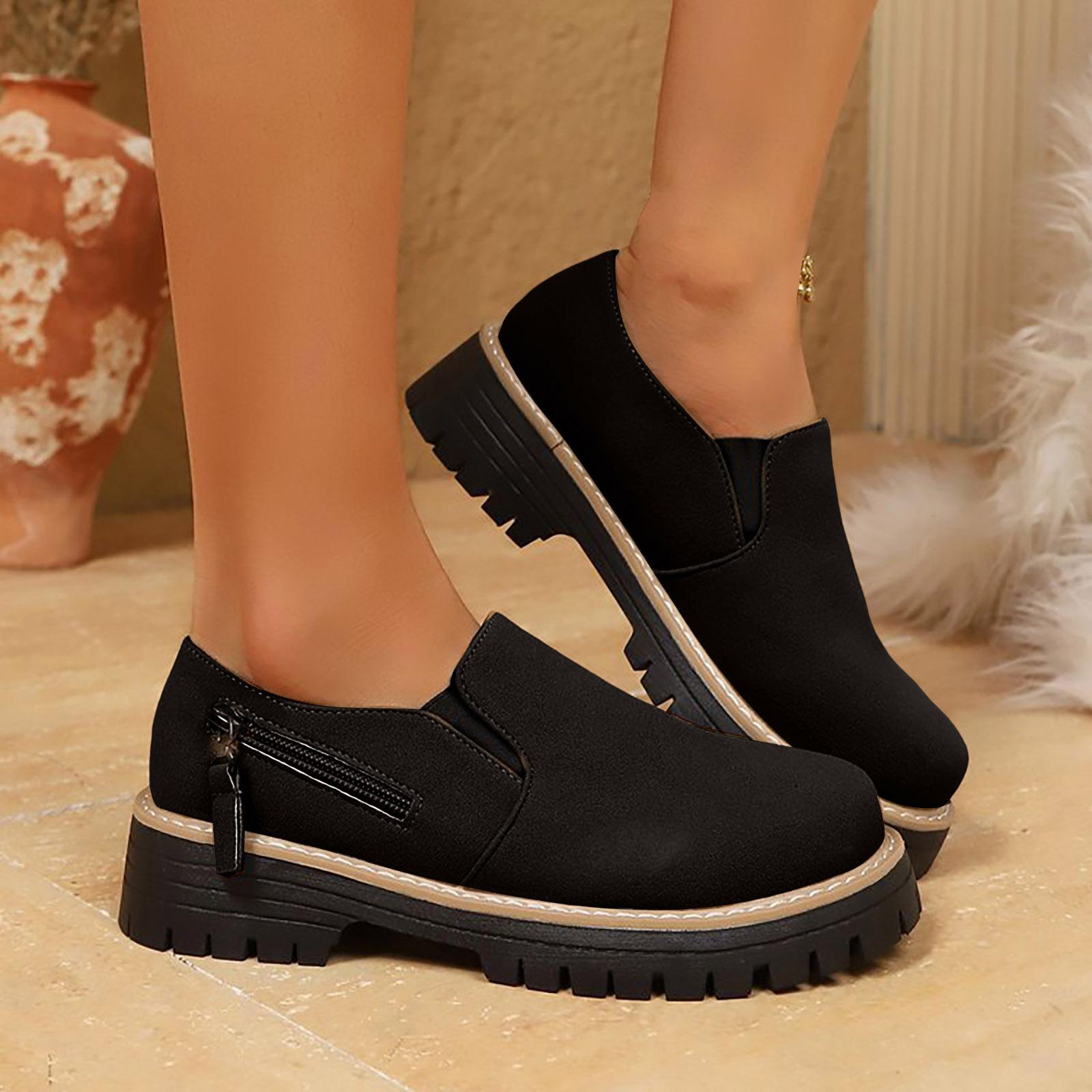 Women s Versatile Fashion Block Heel Ankle Boots With Elastic Gusset And Suede Ankle Boots Chunky Heel Platform Boots for Women 36 чёрный