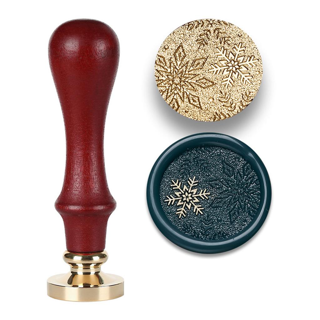 Christmas Themed Seal Stamp Head with Wood Handle for Seal Envelope Christmas Card Invitation Scrapbooking Embellishment