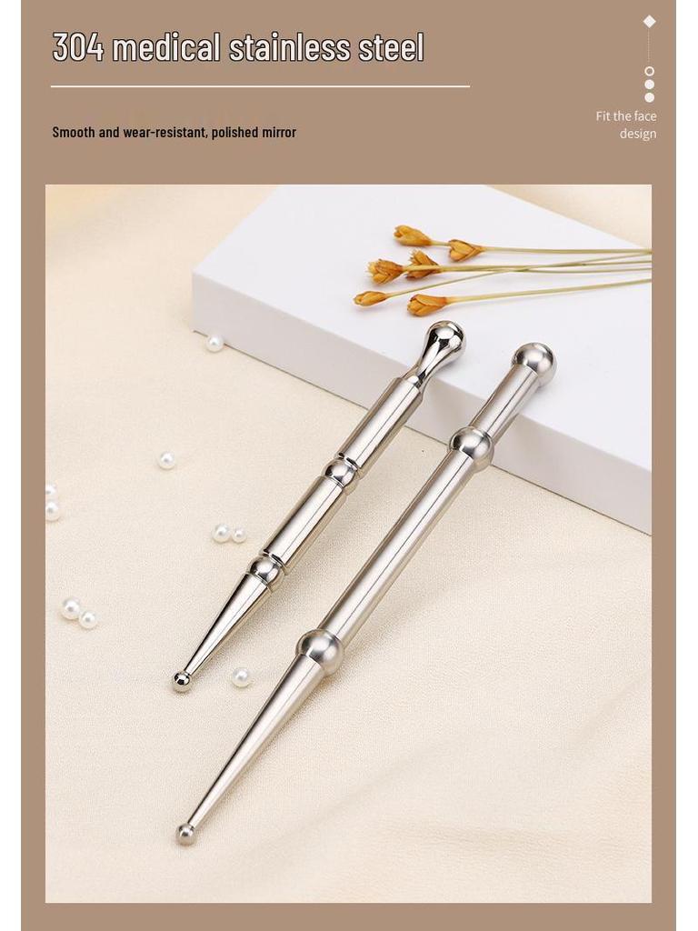 Universal Stainless Steel Gua Sha Stick for Eye, Face, and Foot Acupressure, Focused On Meridians and Acupoints, Massage Tool for Whole Body