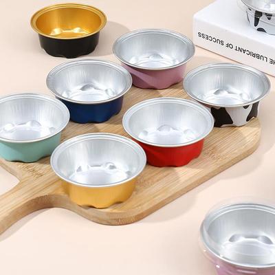 10 Stück 50 ml Temperaturbeständig Wiederverwendbare Aluminiumfolien-Backförmchen mit Deckel Kleine Pudding-Tarte-Förmchen Gebäck-Backwerkzeug-Set